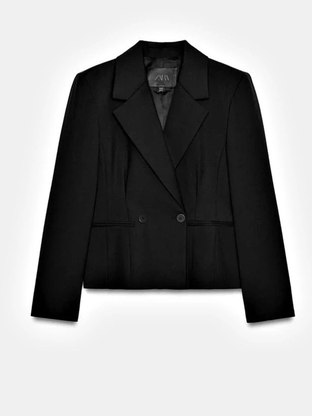 Zara ZW Collection Wool-Blend Fitted Blazer Black XS